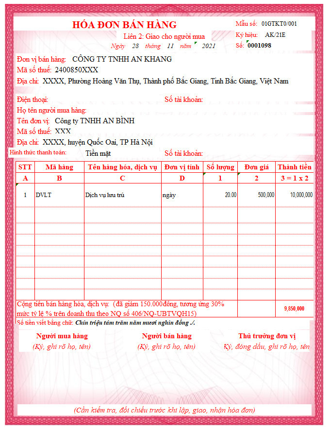 hóa đơn trực tiếp có được giảm thuế gtgt không