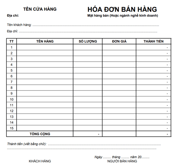 mẫu hóa đơn bán hàng online