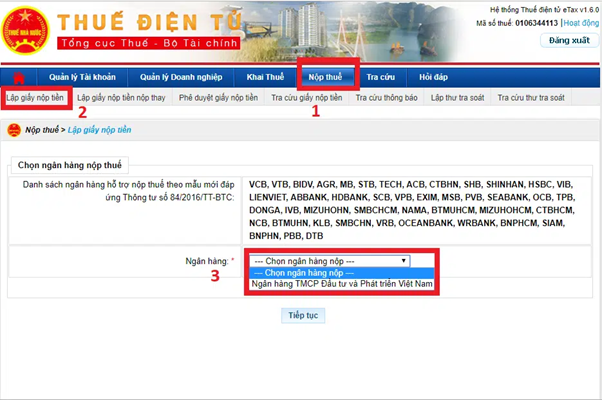 Hướng dẫn nộp thuế TNDN tạm tính qua mạng